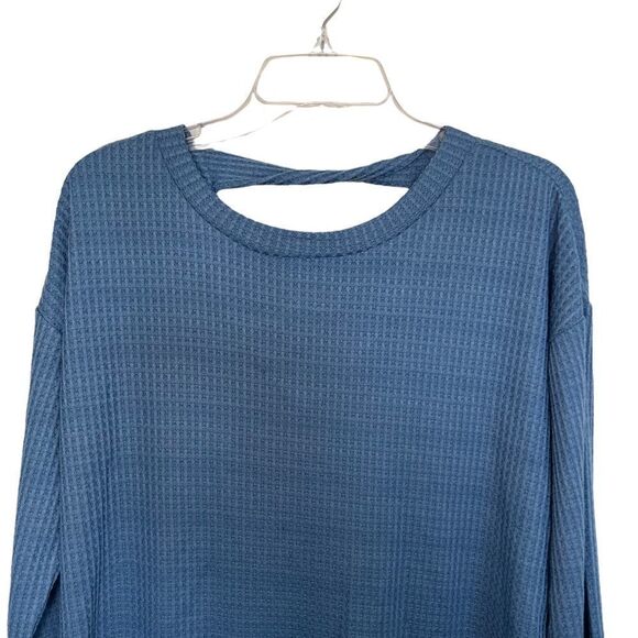 1. State Blue Back Twist Waffle Knit Long Sleeve Top Size Small - Picture 3 of 7